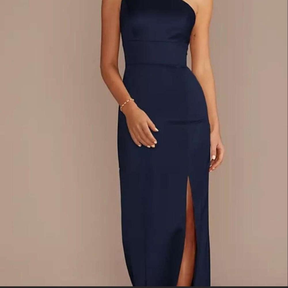 Chic One-Shoulder Navy Dress